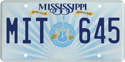 MS license plate MIT645