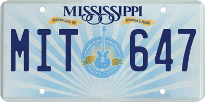 MS license plate MIT647