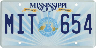 MS license plate MIT654