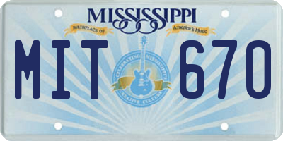 MS license plate MIT670