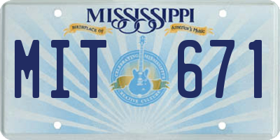 MS license plate MIT671