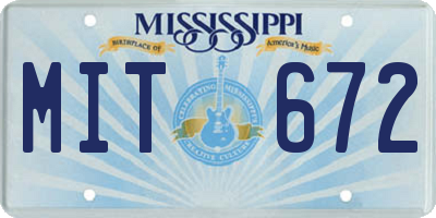 MS license plate MIT672