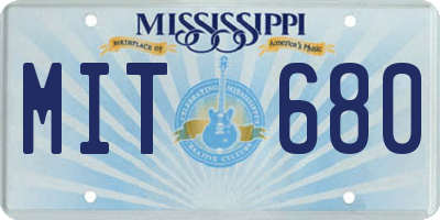 MS license plate MIT680