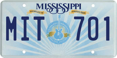 MS license plate MIT701