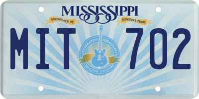 MS license plate MIT702