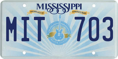 MS license plate MIT703