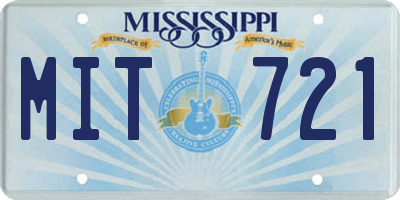 MS license plate MIT721