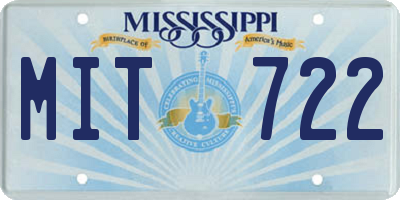 MS license plate MIT722