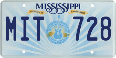 MS license plate MIT728