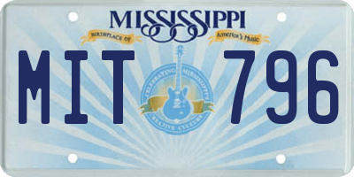 MS license plate MIT796