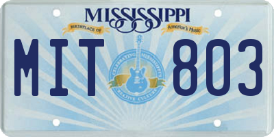 MS license plate MIT803