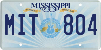 MS license plate MIT804