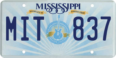 MS license plate MIT837