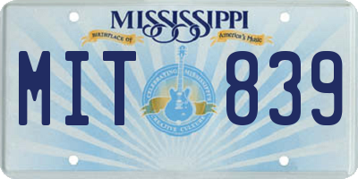 MS license plate MIT839