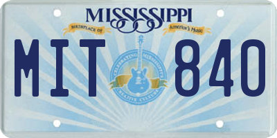 MS license plate MIT840