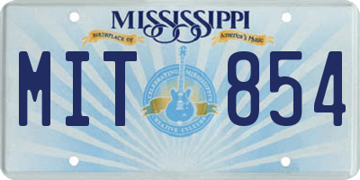 MS license plate MIT854