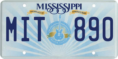MS license plate MIT890