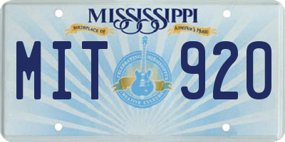 MS license plate MIT920