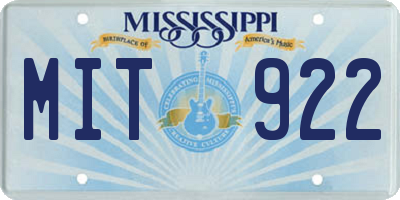 MS license plate MIT922