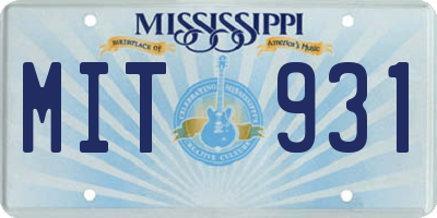 MS license plate MIT931