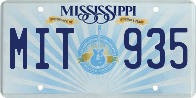 MS license plate MIT935