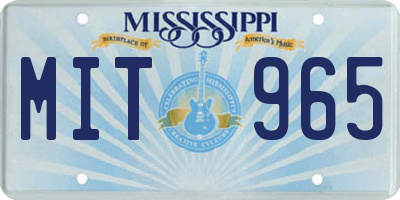 MS license plate MIT965