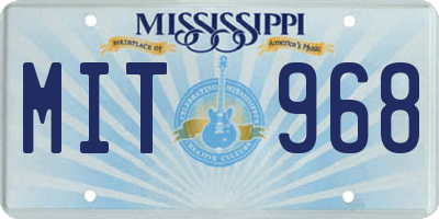 MS license plate MIT968