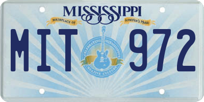 MS license plate MIT972