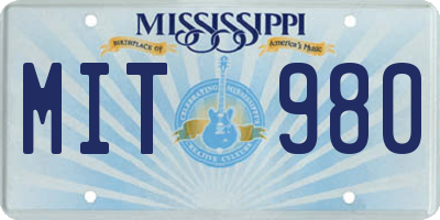 MS license plate MIT980