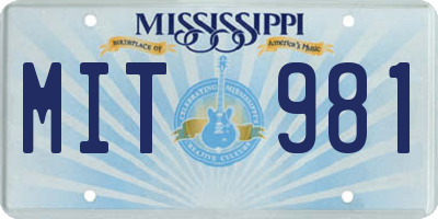 MS license plate MIT981