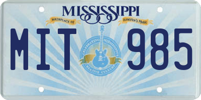 MS license plate MIT985