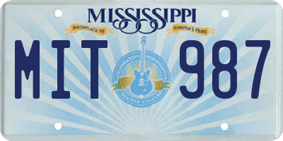 MS license plate MIT987