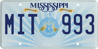 MS license plate MIT993