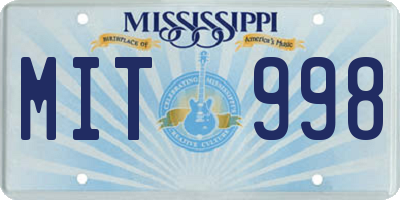 MS license plate MIT998