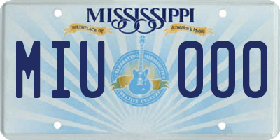 MS license plate MIU000