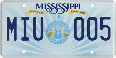 MS license plate MIU005