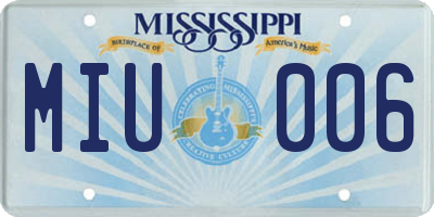 MS license plate MIU006