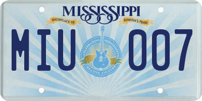 MS license plate MIU007