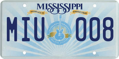 MS license plate MIU008
