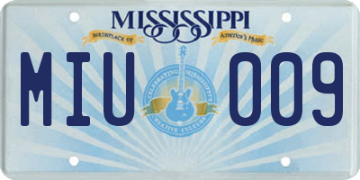 MS license plate MIU009