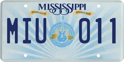MS license plate MIU011