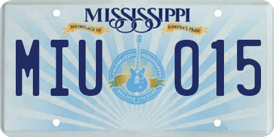 MS license plate MIU015