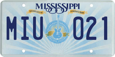 MS license plate MIU021