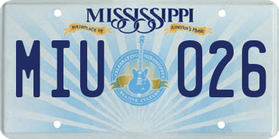MS license plate MIU026