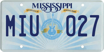 MS license plate MIU027