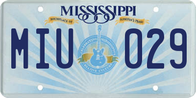 MS license plate MIU029