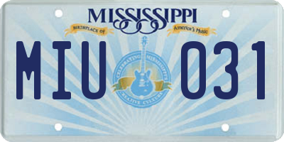MS license plate MIU031