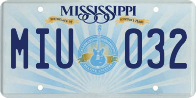 MS license plate MIU032