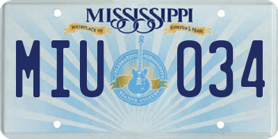 MS license plate MIU034