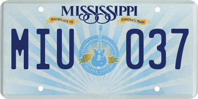 MS license plate MIU037